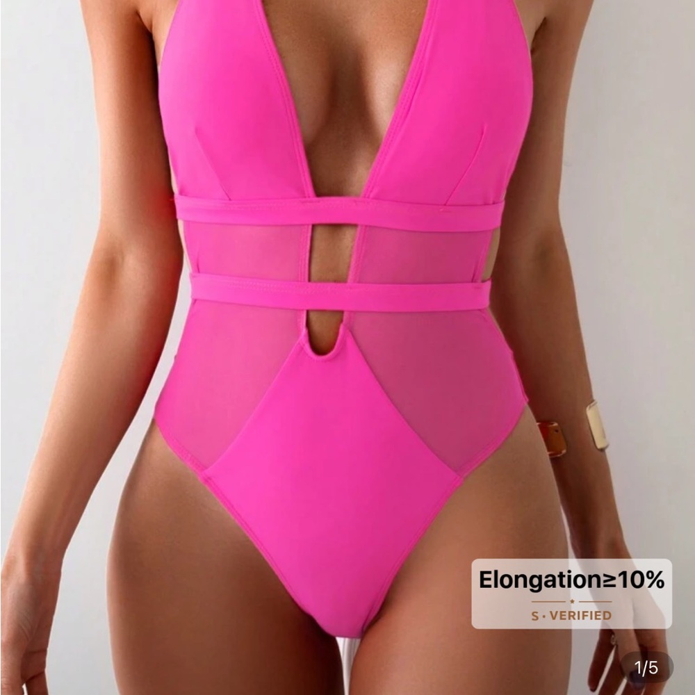 SHEIN Hot Pink One-Piece Swimsuit